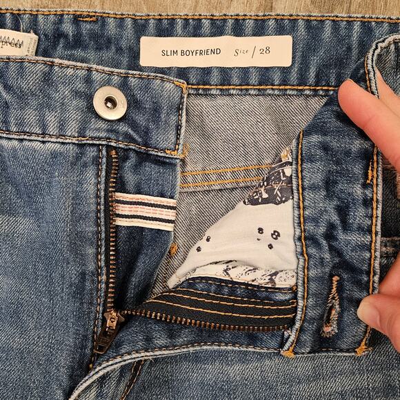 Pilcro Jeans Womens Size 28 Slim Boyfriend Distressed Pink Frayed Ankle Crop - Picture 6 of 11